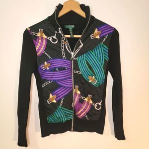 Vintage Lauren Ralph Lauren Printed Zip-up Sweater